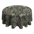 thumbnail image 4 of Green Pioneer Flower Pattern Round Tablecloth 60"x60",Wrinkle Wipeable Table Cloth for Kitchen Dining Room Picnic Patio Party, 4 of 6