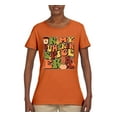 thumbnail image 2 of Wild Bobby In My Pumpkin Spice Era Groovy Letters Smiley Faces Thunderbolts Leaves Halloween Women Graphic Tee, Orange, XX-Large, 2 of 6