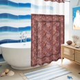 thumbnail image 5 of No Hook Shower Curtain, Red Boho Shower Curtains for Bathroom with See Through Top Window, Vintage Ethnic Tribe Abstract Art Floral Waterproof & Washable Bath Curtain Small Stall 36"x78", 5 of 9