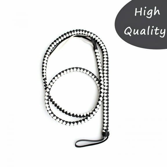 GASTROPOD Handmade Leather Cowhide Stock Whips, for Horse Riders Trainers Beginners and Toddler, Equestrian Bullwhip, Black with white