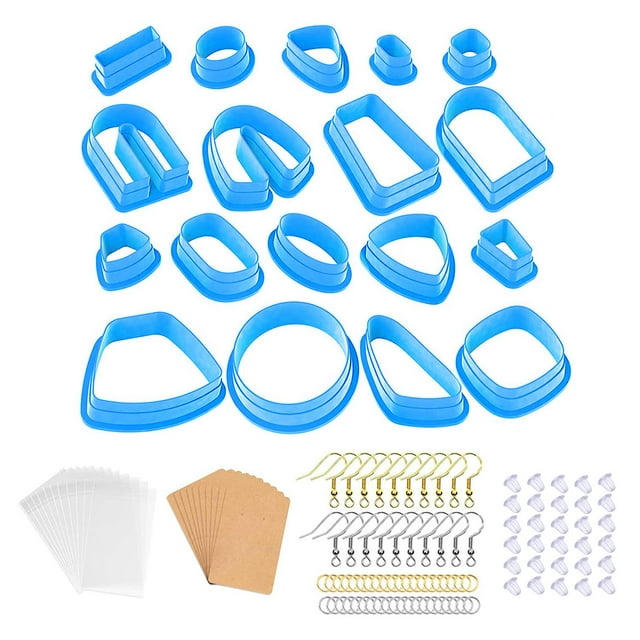 Manualidad para cortar pendientes con tarjetas, ganchos y anillos de salto para hornear. Azul 118 piezas