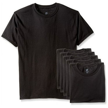 Hanes Men's Ecosmart T-Shirt Pack of 6, Black, Medium