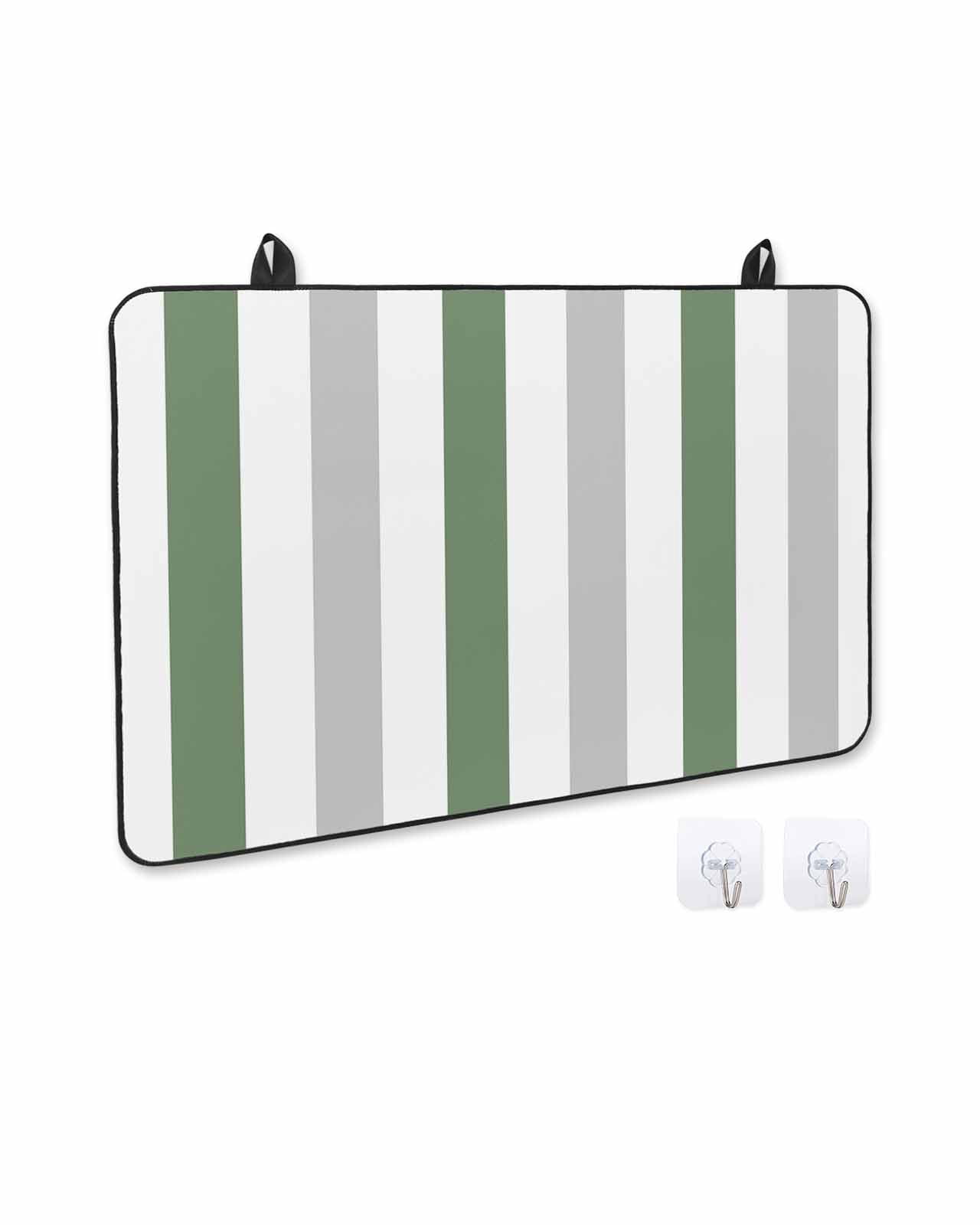nqOlkjepod Large Induction Cooktop Protector Mat 24"x21", Geometric Grey Stove Top Covers for Electric Stove, Sage Green White Striped Minimalist Stove Burner Cover Mats, Glass Top Stove Cover
