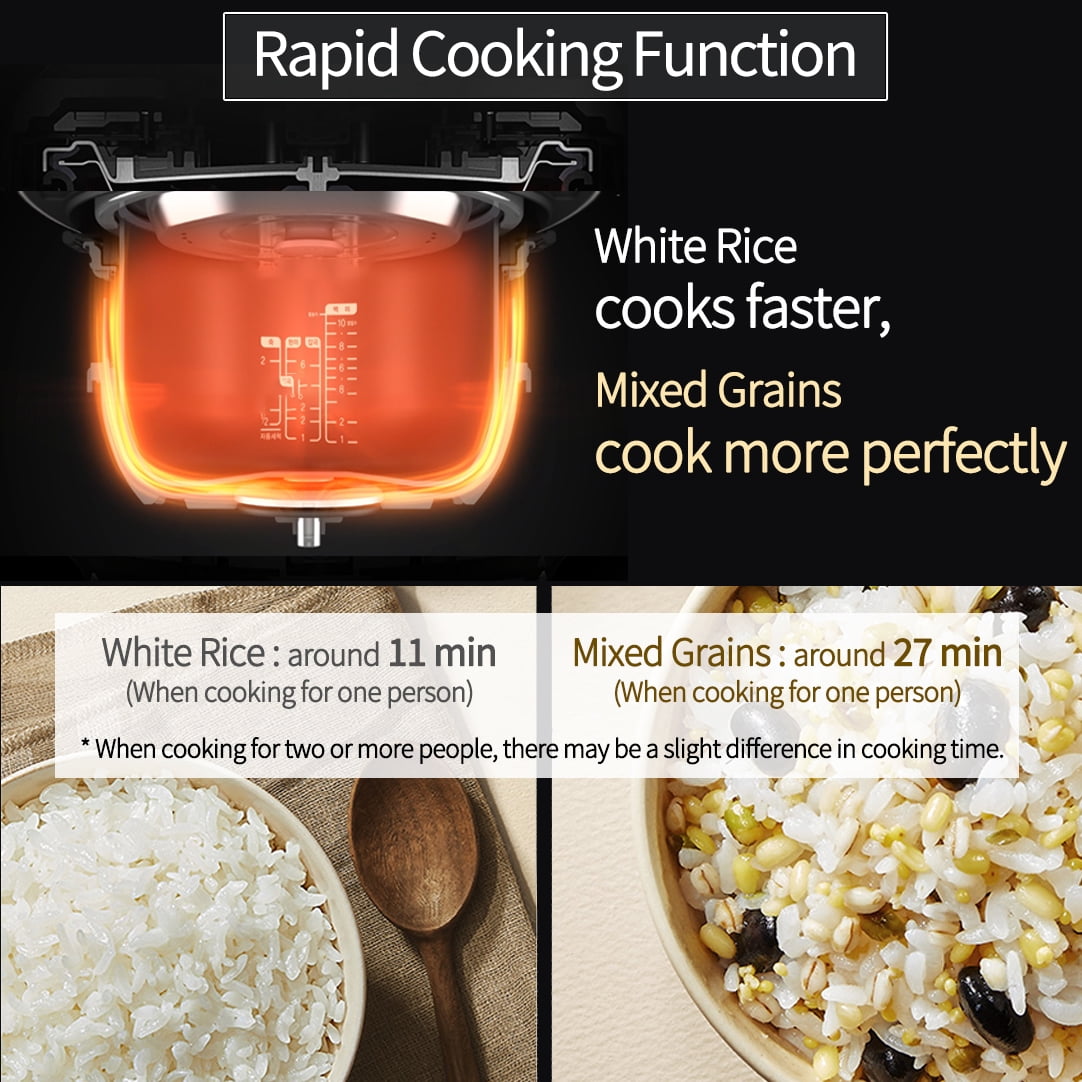 CUCHEN Dual Pressure Rice Cooker 6-Cup Stainless Steel, White - Built-In Timer