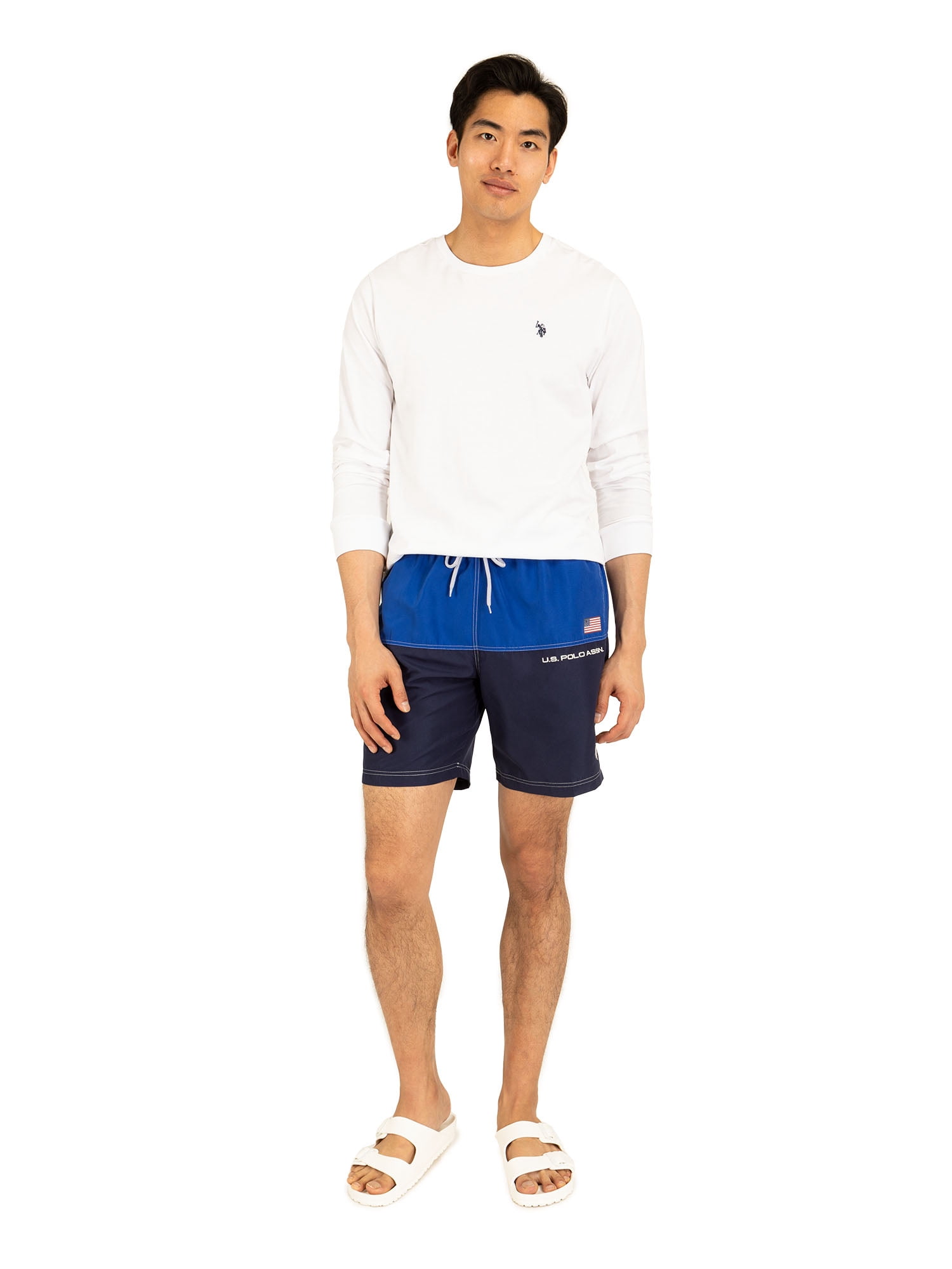 U.S. Polo Assn. Men's & Big Men's Color Block Swim Trunks with UPF50+, 7" Inseam, Sizes S-3XL