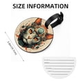 thumbnail image 5 of Retro Cat 2Pcs PU Leather Round Luggage Tags with Privacy Cover and Name ID Tag for Suitcase, Handbags, Backpacks, School Bags, 5 of 6