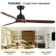 thumbnail image 4 of Wellspeed 52 in. Farmhouse Indoor Black Ceiling Fan with 3 Solid Wood Blades, 4 of 14