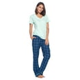 thumbnail image 2 of Ashford & Brooks Women's Woven Short Sleeve Jersey Top & Pajama Pants Set, Blue/Grey, M, 2 of 5