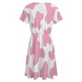 thumbnail image 5 of Strawberry Pink Cow Print Pattern Women's Dress Short Sleeve Summer Sundress Summer Women Clothes, 5 of 7