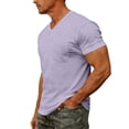 thumbnail image 4 of Fabrcox Men's Short-Sleeve Shirt with Pocket V Neck T Shirt Men Summer Beach Outdoor Big and Tall Men's Shirts Purple XL, 4 of 9