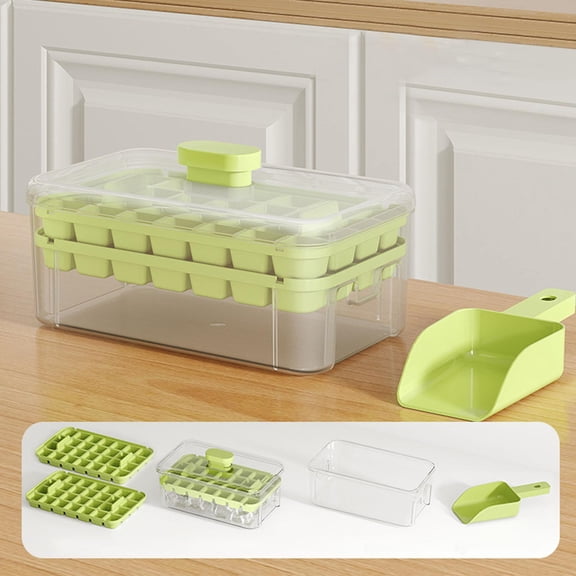 sruoe Ice Cube Trays, Ice Cube Trays for Freezer, Ice Cube Tray with Lid, 56 Pcs Ice Cube, Plastic, Square Ice Lattice, Household Ice Making