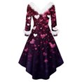thumbnail image 4 of Valentines Day Dresses for Women V Neck High Low Vintage Party Costumes A-Line Swing Holiday Cocktail Dress Purple S, 4 of 5