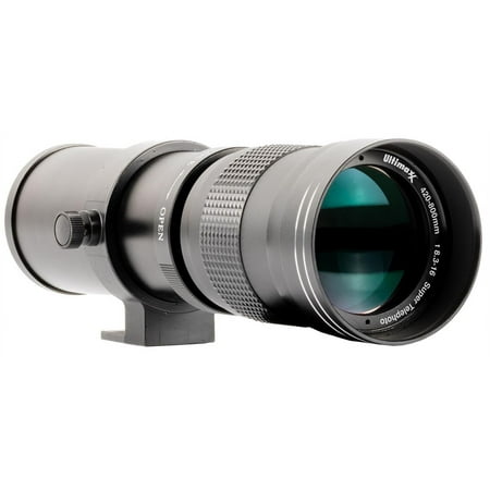 Ultimaxx 420-800mm f/8.3-16 Super HD Manual Telephoto Zoom T-Mount Lens (Black) with Integrated Rotating Tripod Mount Soft Protective Carrying Case and Front & Rear Lens Caps