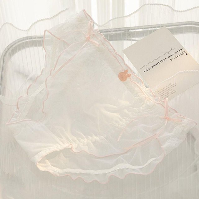 EDWINA Volantes Arco Cinta Calzoncillos , Algodón Entrepierna Transparente , Encaje Francés Lolita De Secado Rápido Chica