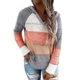 thumbnail image 1 of CreativeArrowy Womens Hollow Out Hooded Sweater Autumn Winter Striped Casual Knitted Long Sleeve Loose Fitting Pullover with Drawstring Hood Outwear Knitwear, 1 of 6