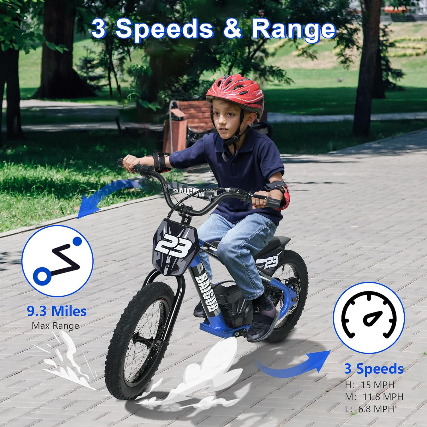 Akaber Kids Electric Dirt Bike for 6-12 Years, 250W Brushless Motor 15.5MPH, 16" Inflatable Tires, 24V Detachable Battery, Electric Bike for Kids