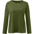thumbnail image 5 of Outfmvch Going Out Tops for Women,New Years Eve Tops for Women,Mesh Long Sleeve Tops for Women,Round Neck Hollow Stitching T Shirt,Womens Blouses Dressy Casual,Womens Tunic Tops Army Green S, 5 of 5