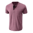 thumbnail image 4 of Vmvidoty Mens Casual Short Sleeve Henley Shirts Fashion Button T Shirts with Pocket Red M, 4 of 7