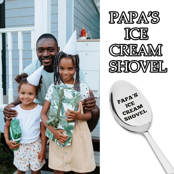 Papa's Ice Cream Shovel Spoon Gift for Dad Grandpa Christmas Birthday Gifts for Papa Spoon Gift for Father Grandfather Ice Cream Lovers Gift for Daddy Grandpa Funny Engraved Spoon for Papa Men Males