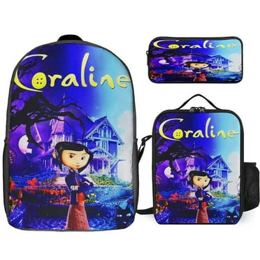 Coraline Backpack Set 3PCS Schoolbag Sets with Lunch Bag Pencil Bag Cute Students Bookbags