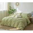 thumbnail image 5 of MooMee Duvet Cover Set 100% Washed Cotton Linen Like Textured Breathable 3 Piece (Lime Green, King), 5 of 6