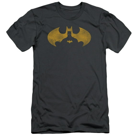 Batman Bat Symbol Knockout S/S Adult 30/1 T-Shirt-Charcoal