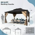 thumbnail image 4 of Hommow 10'x12' Hardtop Gazebo, Permanent Galvanized Steel Metal Double Roof Aluminum Pavilion, 4 of 9