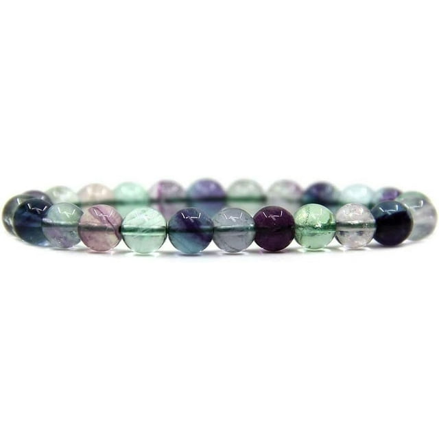 Natural AA Clear Fluorite Gemstone 8mm Round Beads Stretch Bracelet 7" Unisex