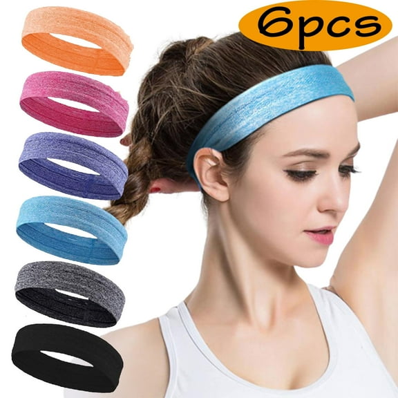 Sports Headbands for Women & Men Workout Running Sweatbands Silicone Grip Non slip Yoga Hair Band Set 6 Pcs
