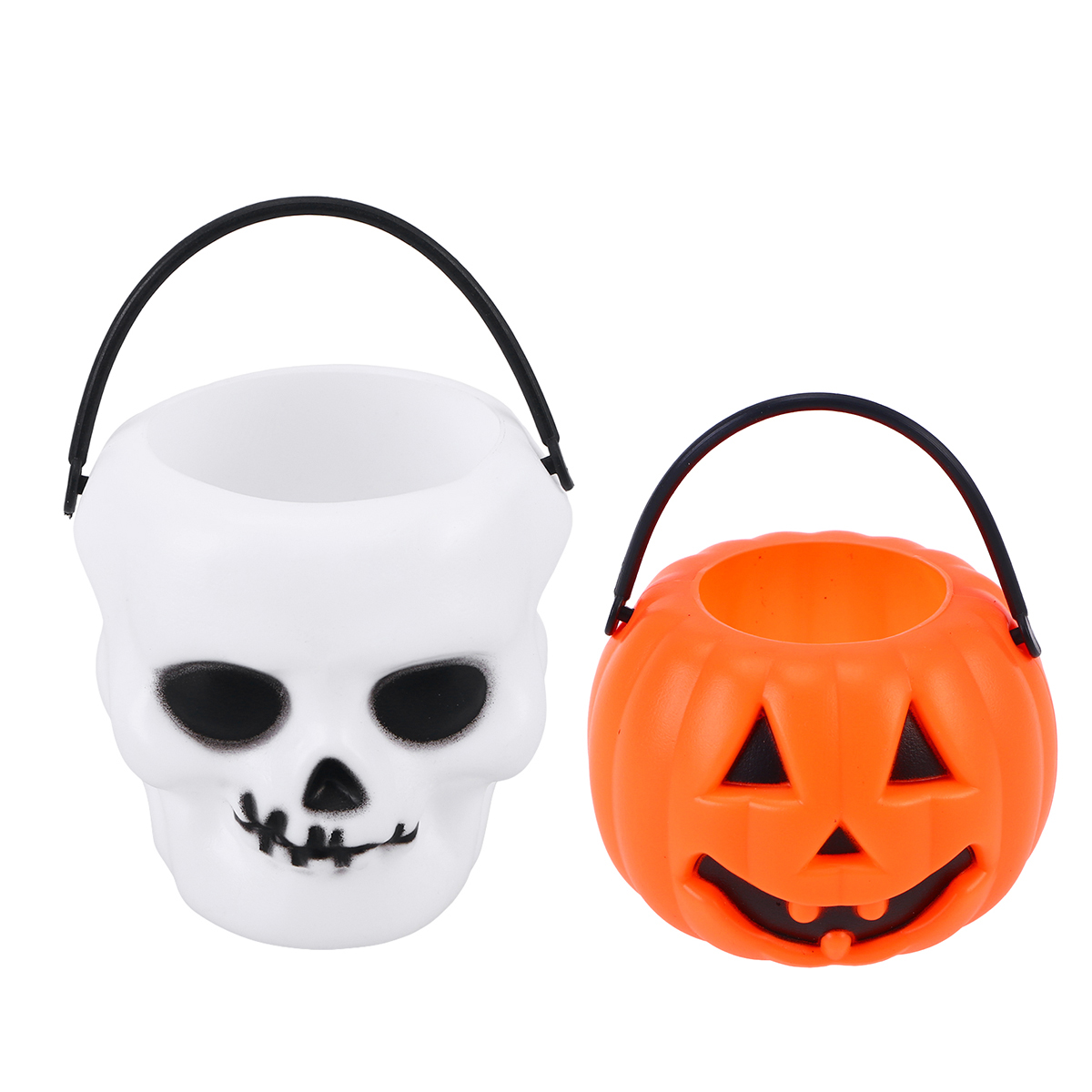 12pcs Halloween Portable Pumpkin Bucket Skull Bucket Children Trick or ...