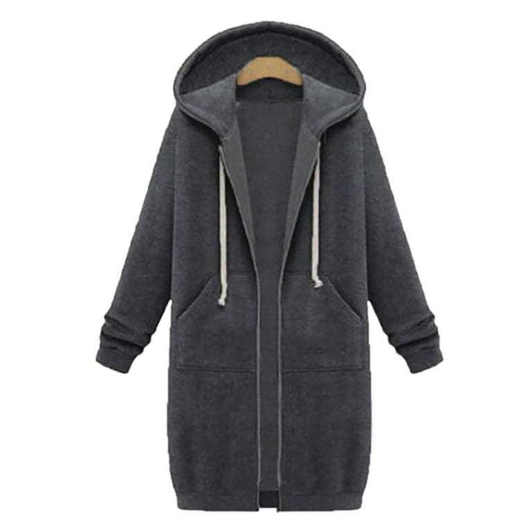 Oversized Hoodies for Women Zip Up Knee Length Tunic Sweatshirts Casual Long Sleeve Spring Hooded Jackets With Pocket Walmart