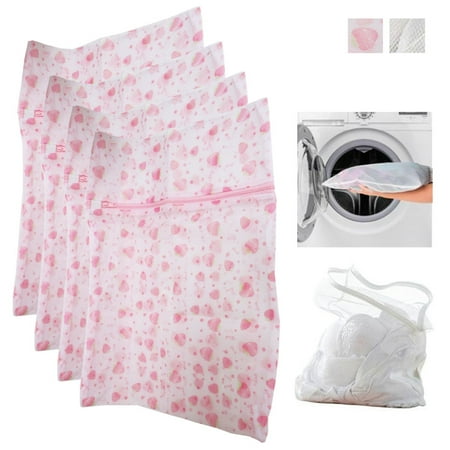 AllTopBargains 4 Pc Mesh Laundry Bags 14 x 18 Lingerie Delicates Panties Hose Bras Wash (Best Way To Wash Lingerie)