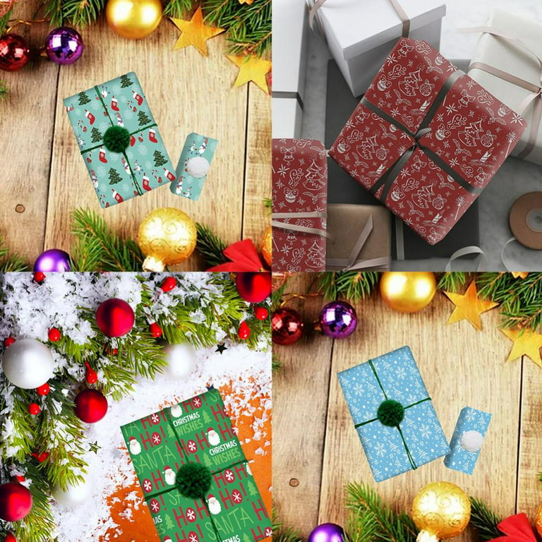 120 Sheets Christmas Tissue Paper Assorted Patterns Santa Printed