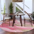 thumbnail image 3 of Round Rugs 5Ft, Pink Marble Round Area Rug Washable Indoor Throw Carpet, Golden Abstract Modern Ink Painting Soft Non Slip Circle Rug for Cabinet Bathroom Home Decor Aesthetic, 3 of 8