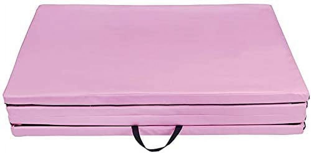 Polar Aurora 4'x10'x2'' Thick Folding Gymnastics Exercise Mat Aerobics Stretching Yoga Mats For Tumbling With Carrying HandlesFor Home Use/Gym/Yoga/Training (Pink)