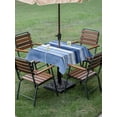 thumbnail image 3 of Outdoor Tablecloth with Umbrella Hole and Zipper, Blue Stripes Square Table Cloth 60x60 Inch Waterproof Tablecloth, Watercolor Retro Ombre Abstract Tie Dye Art Picnic Table Cover for Patio Camping, 3 of 7