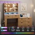 thumbnail image 5 of FANRAL 57" Fluted Vanity Dresser Combo with Lighted Mirror,RGB Adjustable Lighting & 8 Drawers,Mid-Century Modern Dressing Table with Built-in Charging Station for Bedroom,Natural Oak Vanity, 5 of 8
