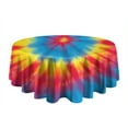thumbnail image 5 of Colorful Rainbow Tie Dye Spiral Pattern Round Tablecloth 60"x60",Wrinkle Wipeable Table Cloth for Kitchen Dining Room Picnic Patio Party, 5 of 6