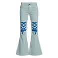 thumbnail image 3 of Xijirk Girls Solid Bell Bottom Pants Sanding Twill Leopard Lace Up Flare Trousers Casual Kids Bottoms Light Blue,15-16 Years, 3 of 4