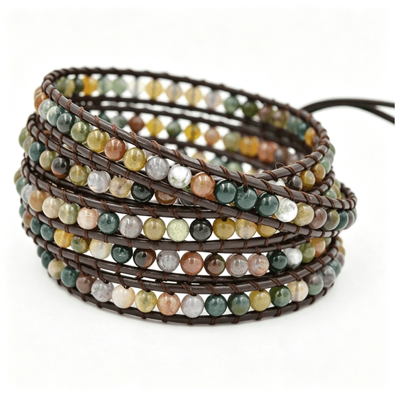 DESIGNICE Natural Stone Wrap Bracelet for Women Boho Bracelets Healing Crystal Beaded Bracelet Adjustable 3/5 Wraps Bracelet Handmade Birthday Gifts for Women