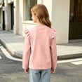 thumbnail image 6 of WDWYY Little Girls Cotton Long Sleeve Top Ruffle Shoulder Crew Neck Casual Loose Fit Soft T Shirt Pink 3-4 Years, 6 of 8