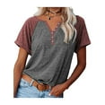 thumbnail image 1 of Cindysus Ladies Summer Tops Short Sleeve T Shirt V Neck T-shirt Work Pullover Bohemian Tunic Blouse Dark Gray M, 1 of 2