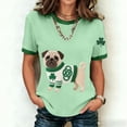 thumbnail image 2 of Essentials Womens Tees Tops Basic Shirts Cute Animal Dog Graphic Color Block Short Sleeve Loose Fit Clothes Green, 2 of 5