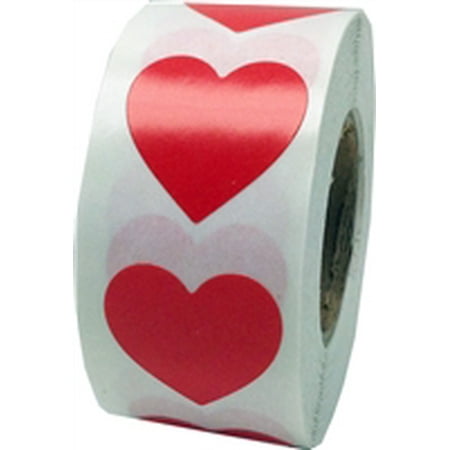 Red Heart Stickers, 0.75 Inch Wide, 500 Labels on a