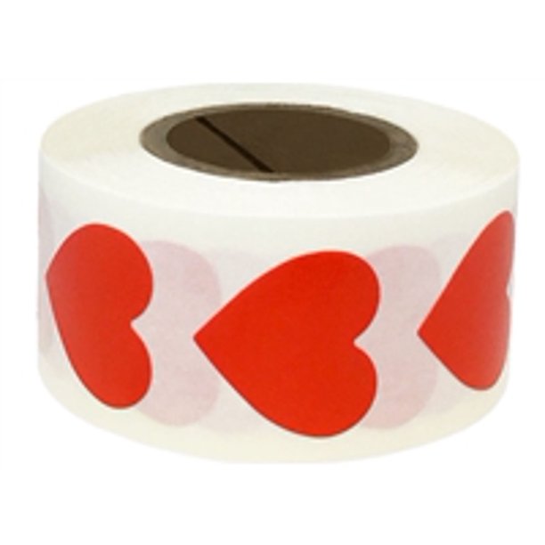 Red Heart Stickers 0.75" Inch Wide 500 Pack