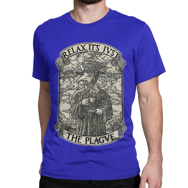Camiseta informal de manga corta con cuello redondo y cuello redondo de algodón puro para hombre y mujer, con el Doctor de la Peste Negra más frío.
