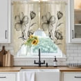thumbnail image 4 of Yellow Beige Flower Kitchen Window Curtains, Swag Curtains Valance for Bedroom Living Room Bathroom, Farmhouse Shabby Chic Wildflower Rod Pocket Window Treatment Curtain Block Drapes 2 Panels 36"x45", 4 of 9