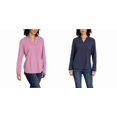 thumbnail image 3 of REV3 Women's Long Sleeve V-Neck Blouse | Black, Large, 3 of 3