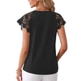 thumbnail image 4 of Only Moment Petite Short Sleeve Polyester,Spandex,cotton V Neck Women's Short Sleeve Tops Lightweight Casual Pullover Tops Black,L, 4 of 7
