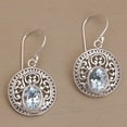 thumbnail image 4 of NOVICA Artisan Handmade Blue Topaz Dangle Earrings Three Carat Sterling Silver Indonesia Birthstone [1.4 in H x 0.7 in W x 0.2 in D] ' Aqua Pura', 4 of 10
